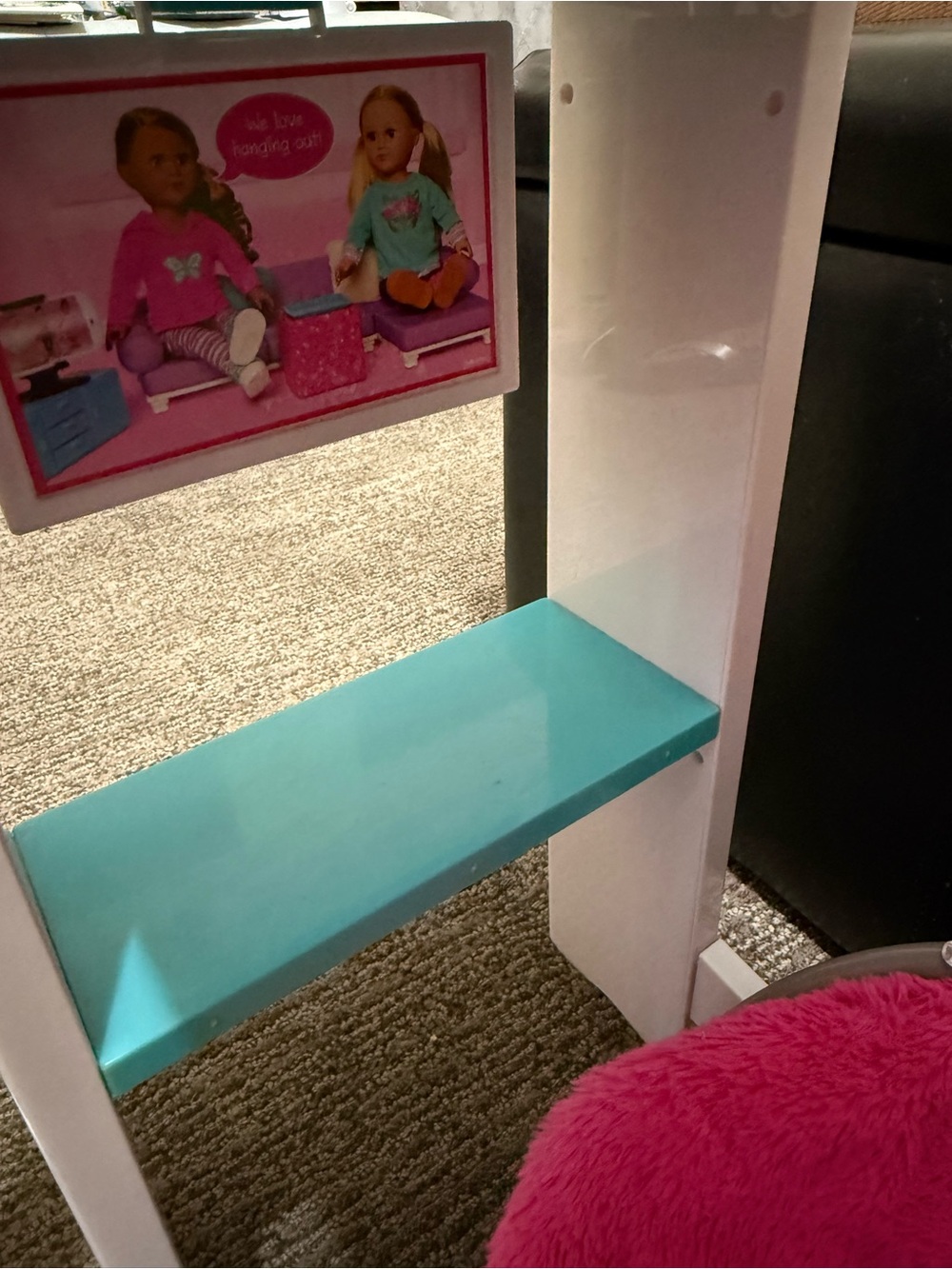 My Life As White Pink & Blue Loft Bed with Pink Fuzzy Papasan Chair Desk - Picture 11 of 14